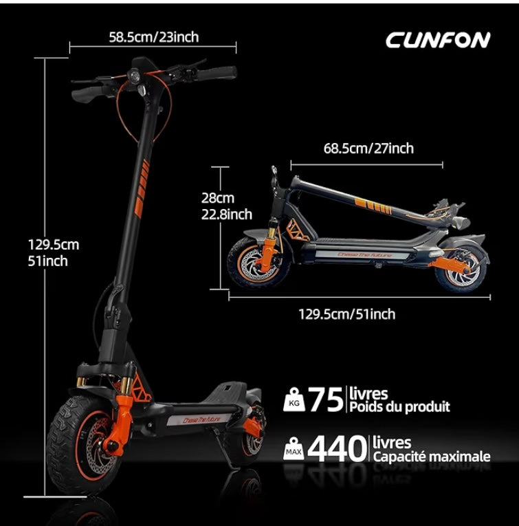 RZ1000 Adult Electric Scooter, Dual Motor, Autonomy 35 km/70 km